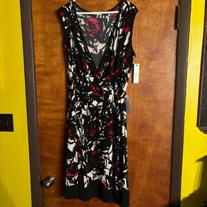 Lily Nordstrom Red Rose Faux Wrap Midi Dress Womens Size 2X BNWT